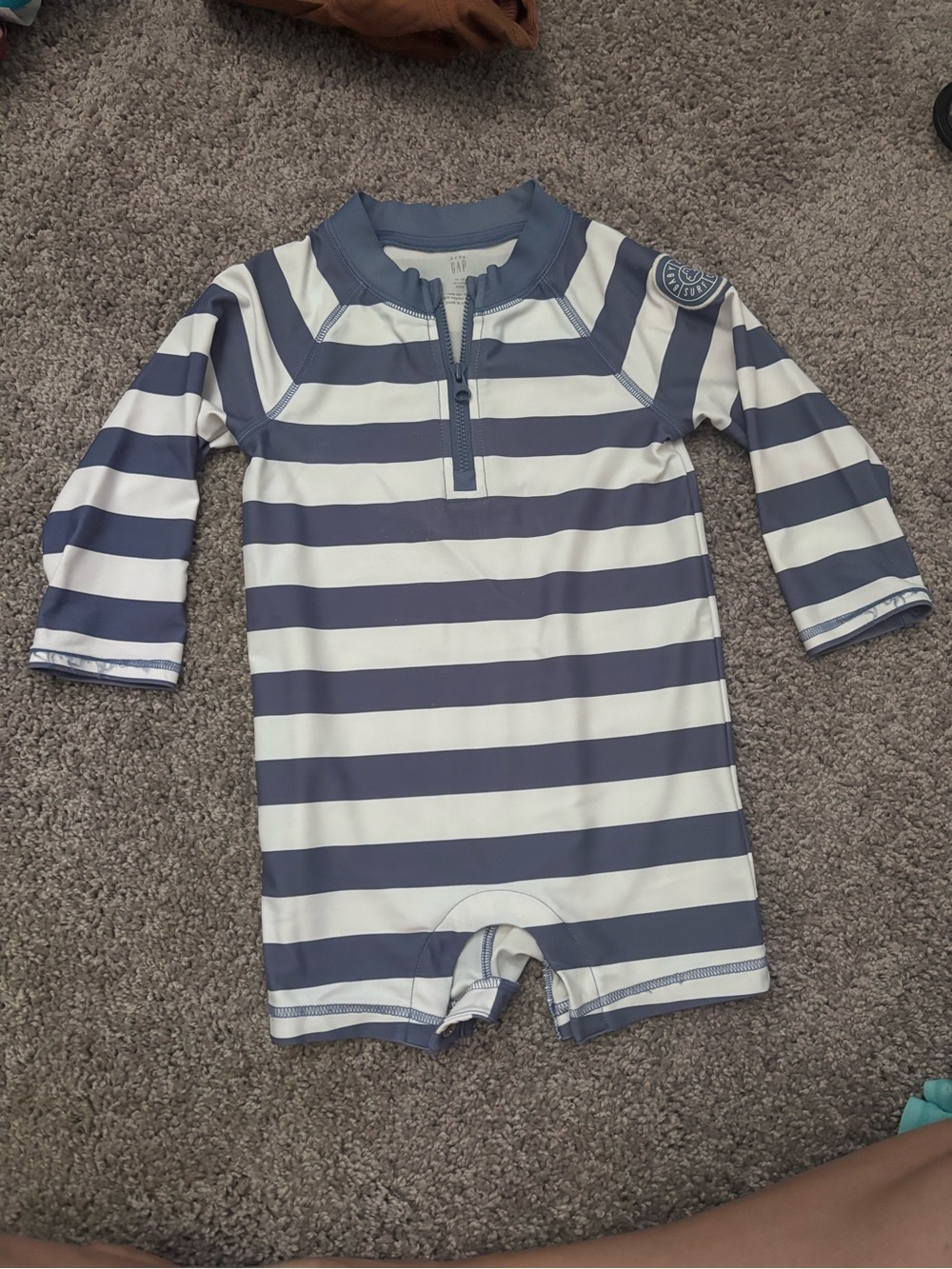 GAP Kids Navy & White Striped Long-Sleeve Rashguard